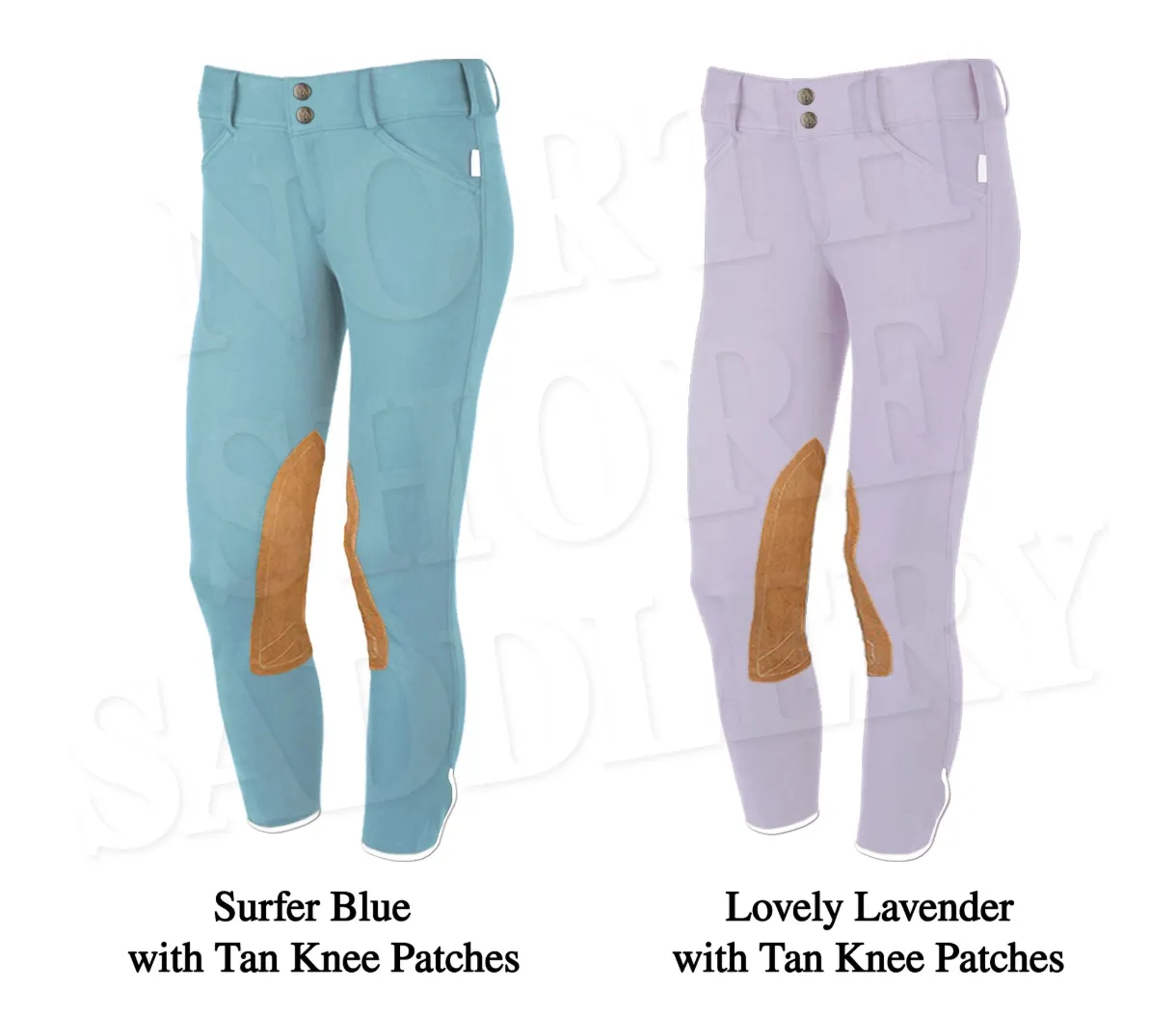 Tailored Sportsman Low Rise Front Zip Breech with Tan Knee Patches