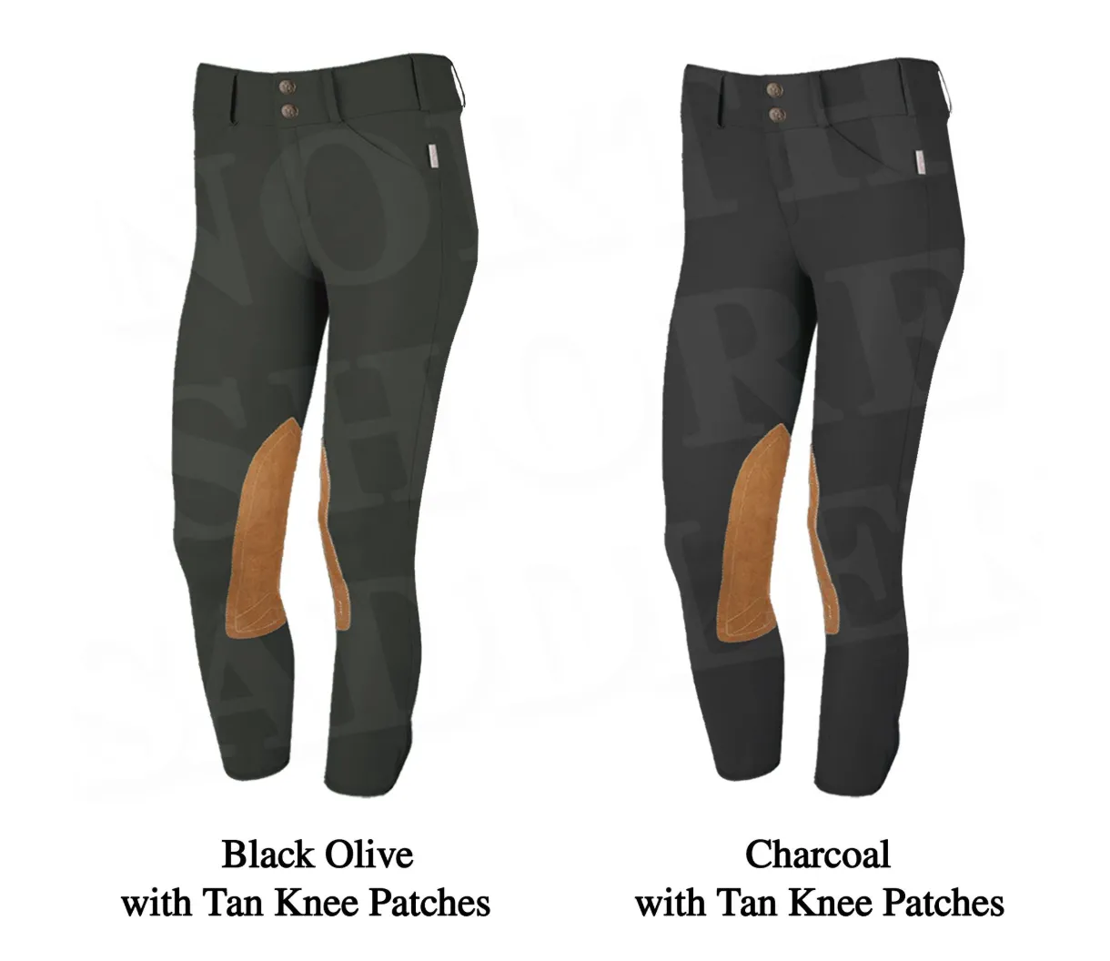 Tailored Sportsman Low Rise Front Zip Breech with Tan Knee Patches