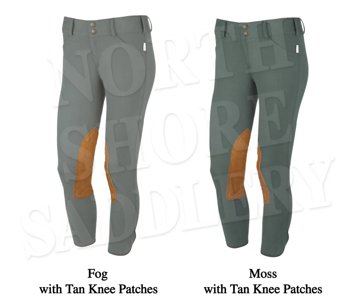 Tailored Sportsman Low Rise Front Zip Breech with Tan Knee Patches