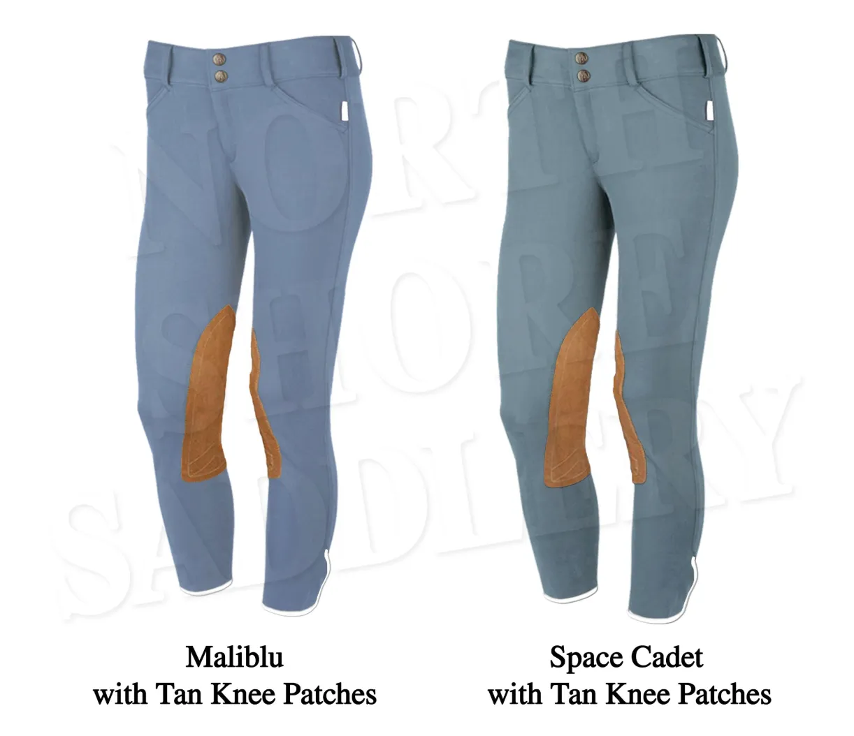 Tailored Sportsman Low Rise Front Zip Breech with Tan Knee Patches