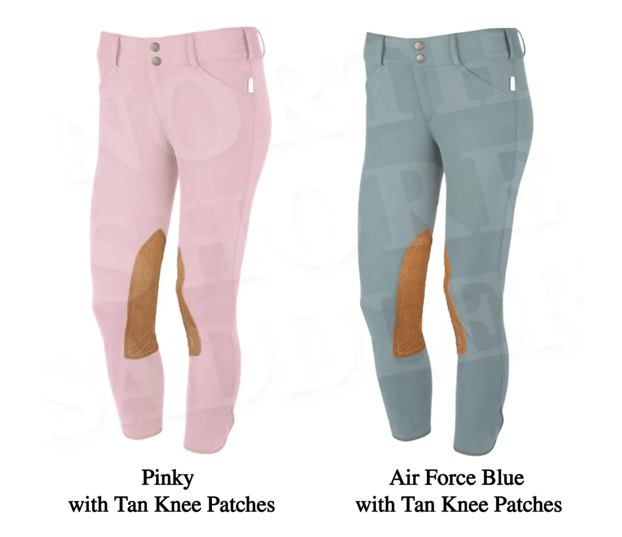 Tailored Sportsman Low Rise Front Zip Breech with Tan Knee Patches