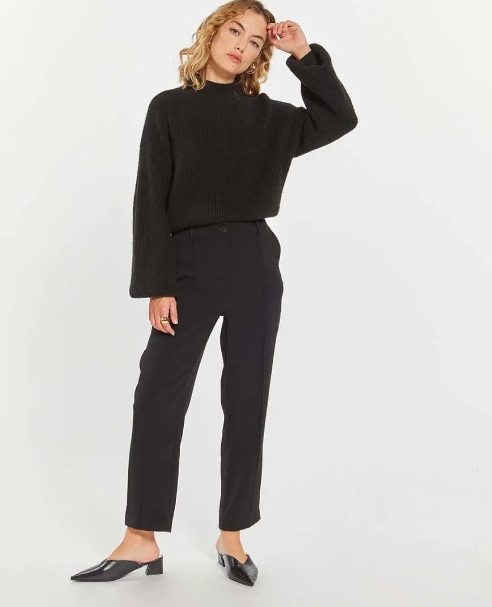 Tailored Straight Cut Black Doris Pant