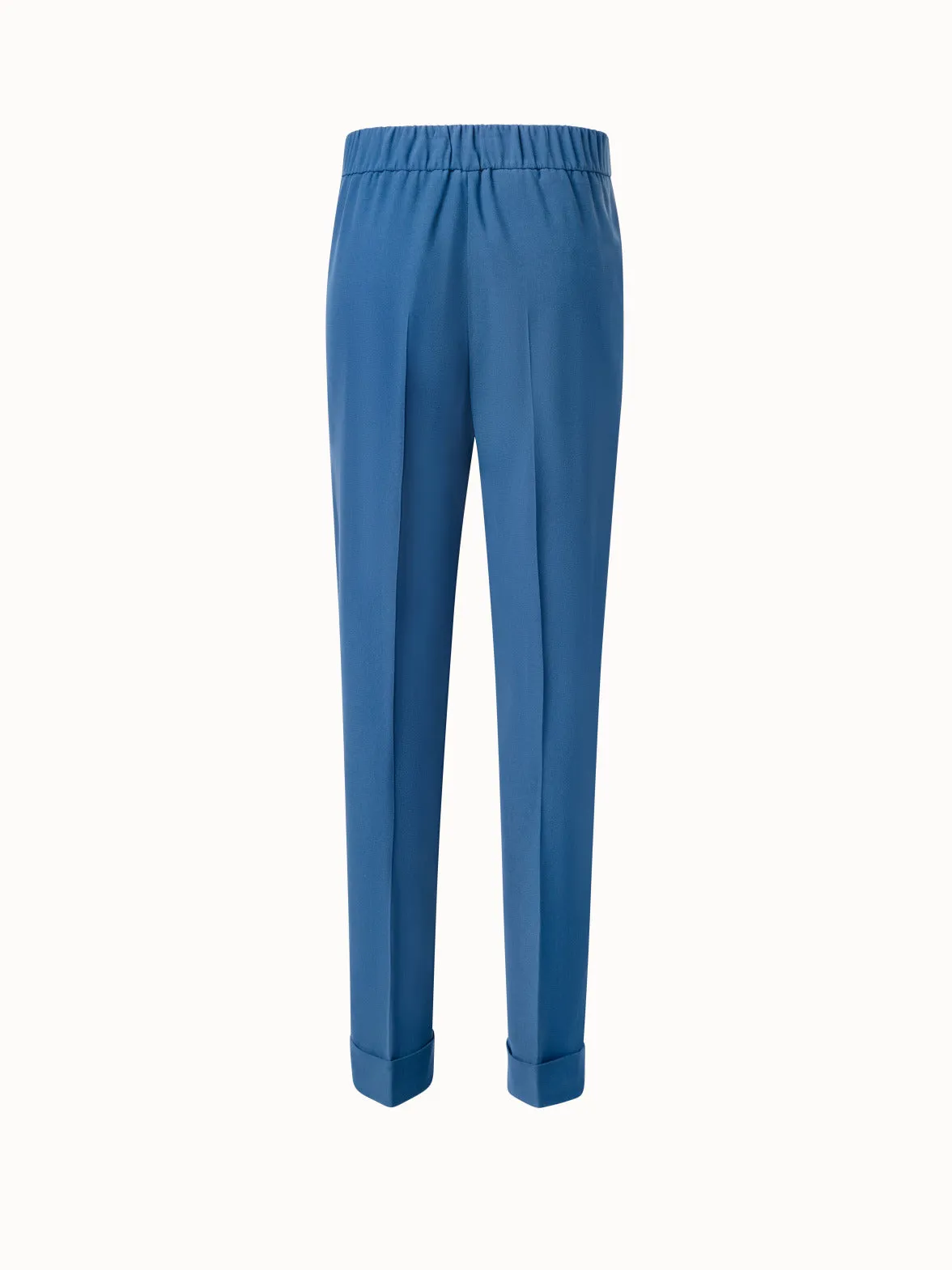 Tapered Crêpe Pants with Elastic Back
