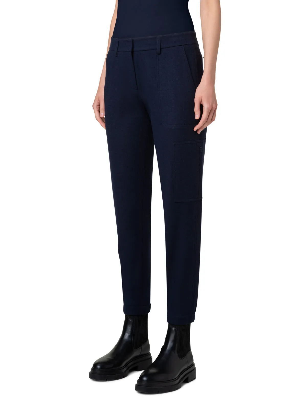 Tapered Felted Wool Jersey Cargo Pants
