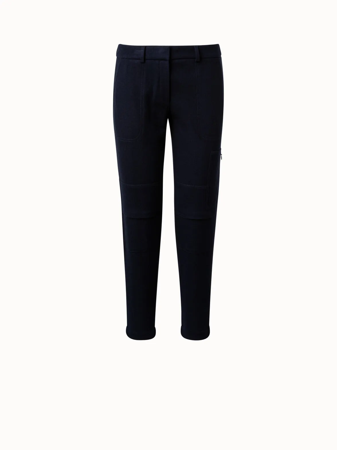 Tapered Felted Wool Jersey Cargo Pants