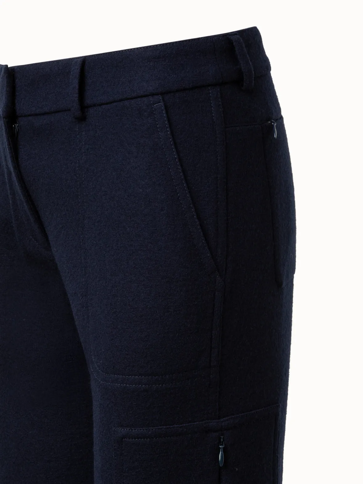 Tapered Felted Wool Jersey Cargo Pants