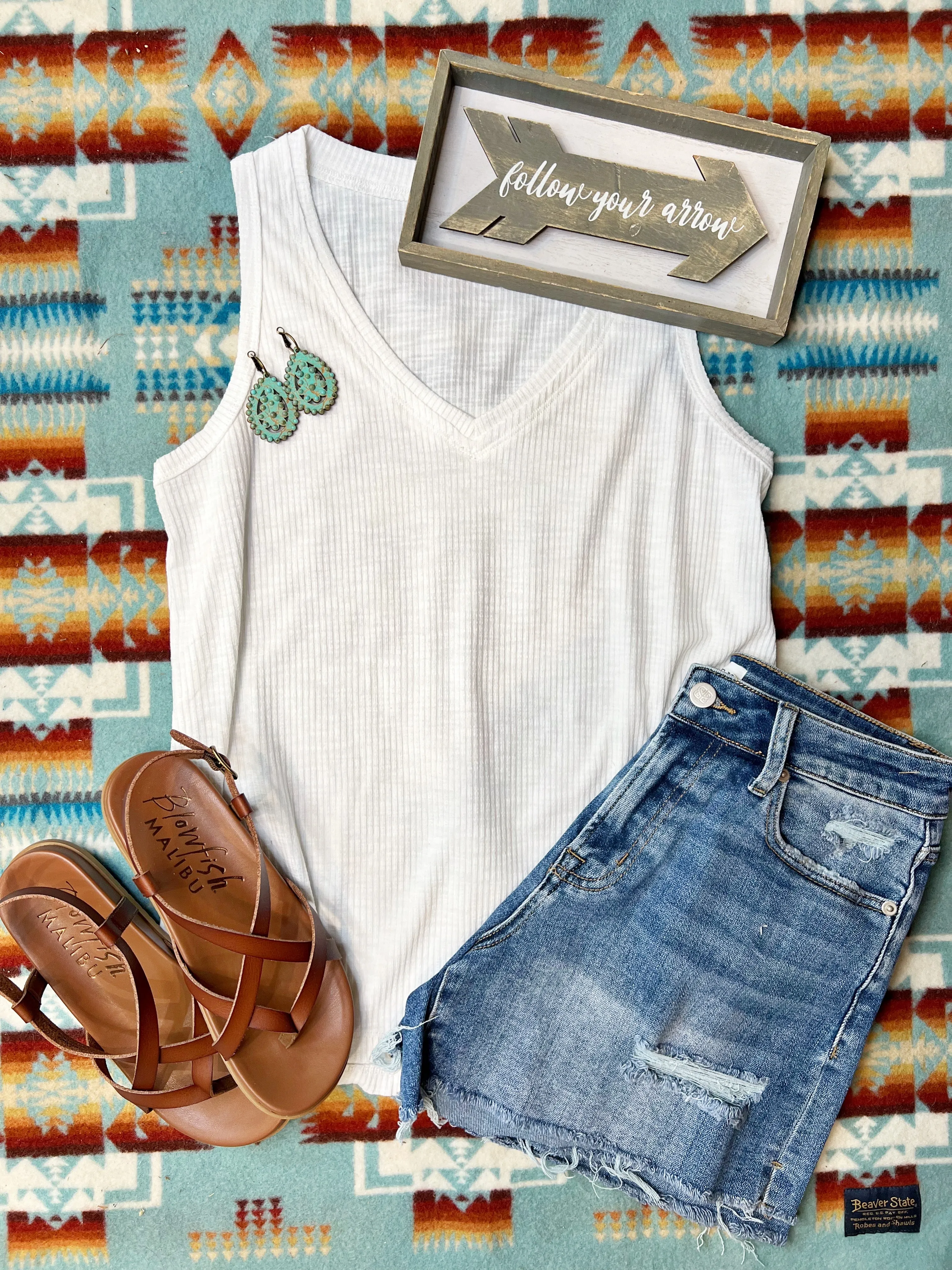 The Basic V Neck Tank in White
