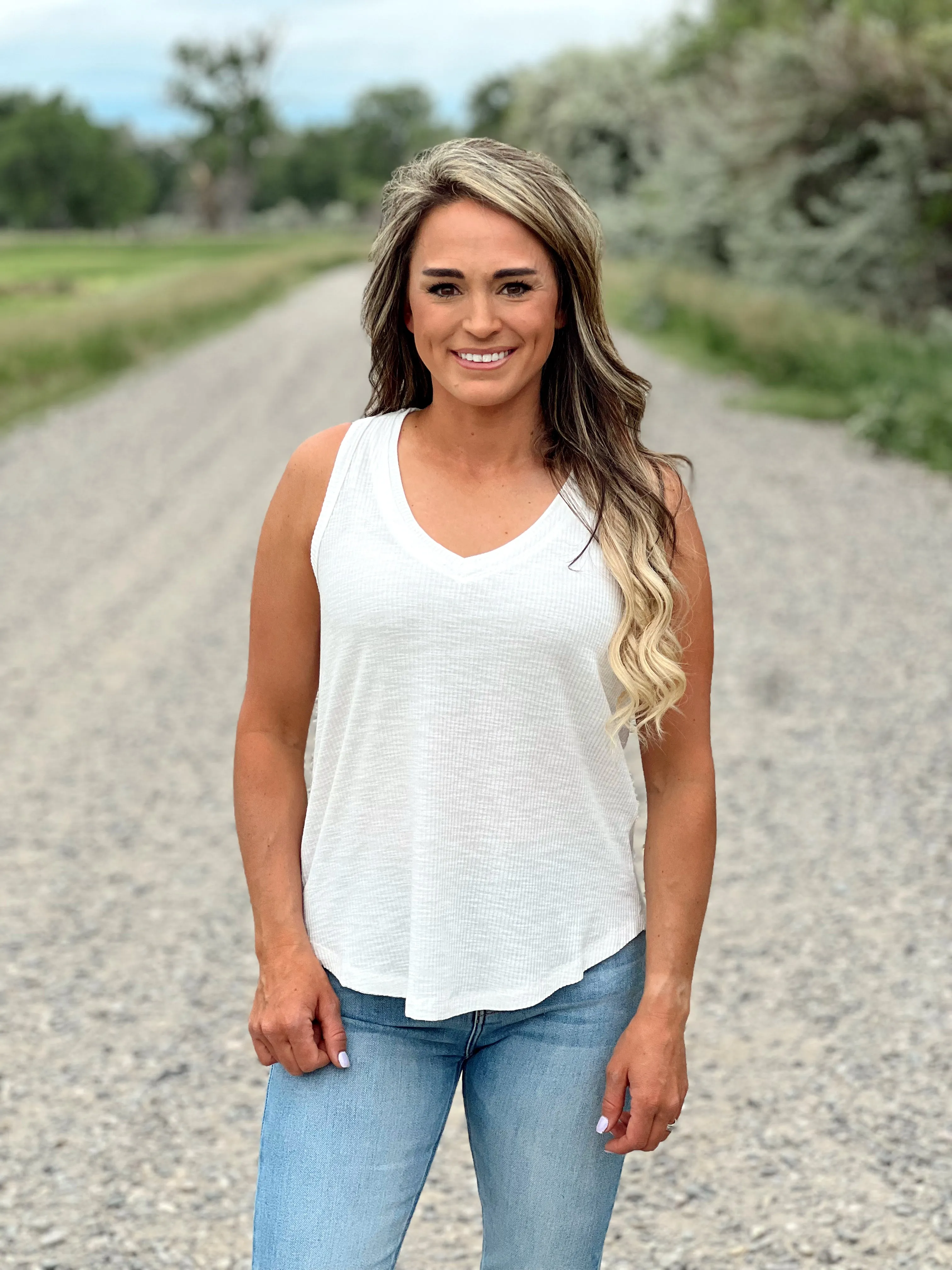 The Basic V Neck Tank in White