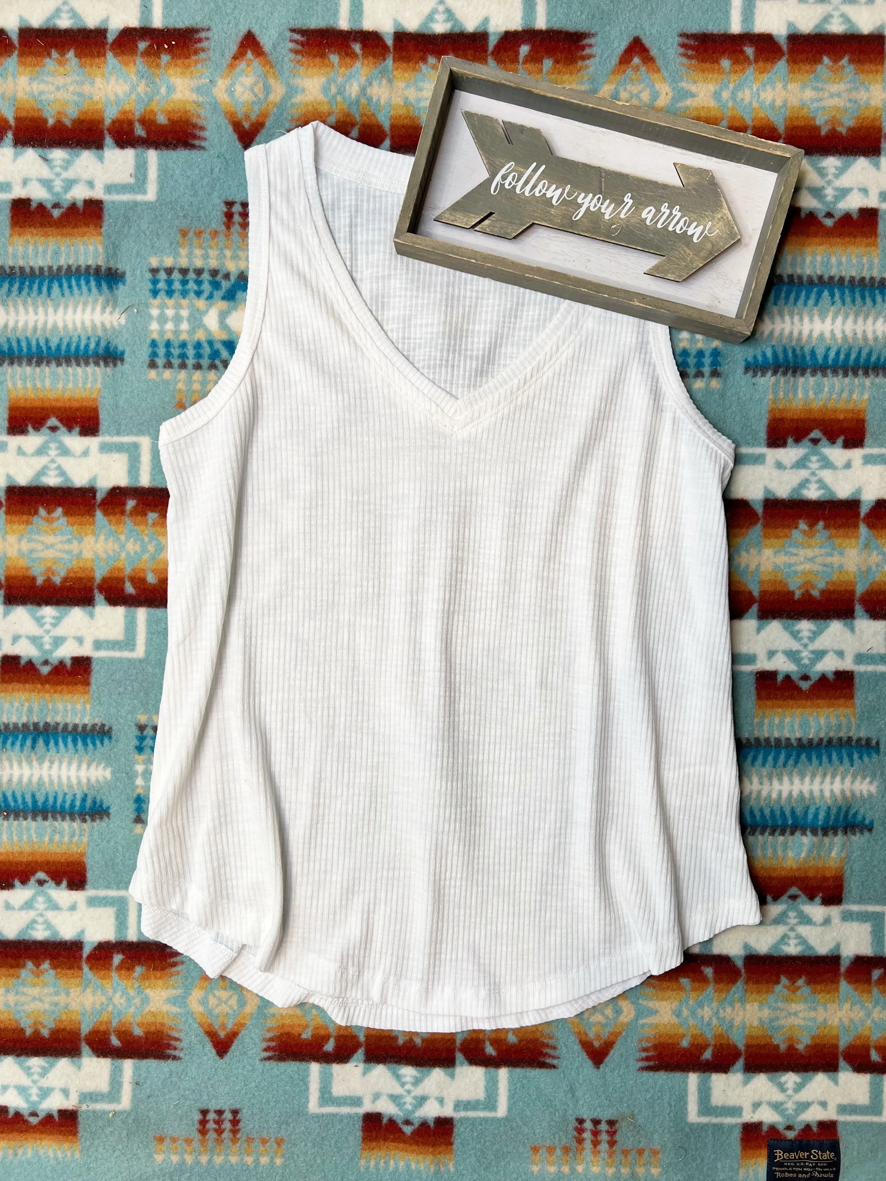 The Basic V Neck Tank in White