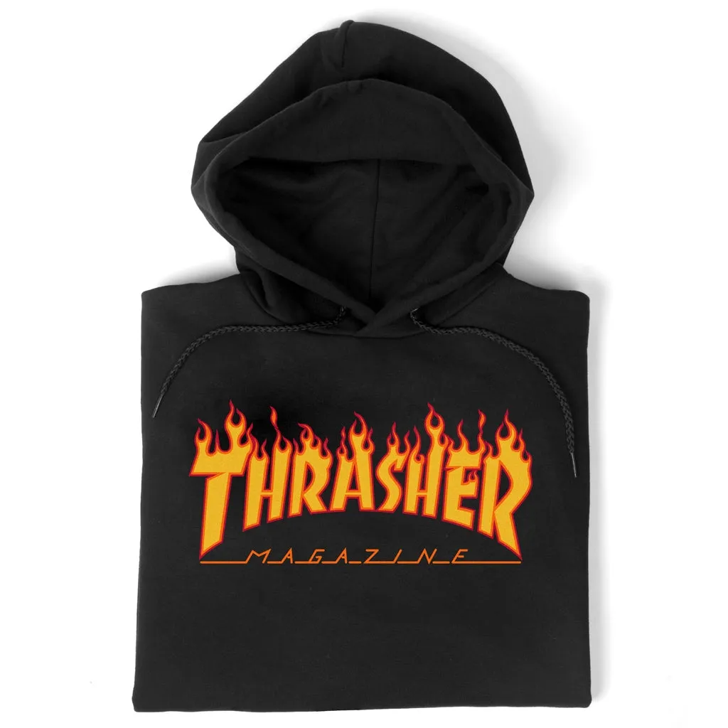 Thrasher Flame Logo Hoody - Black Yellow