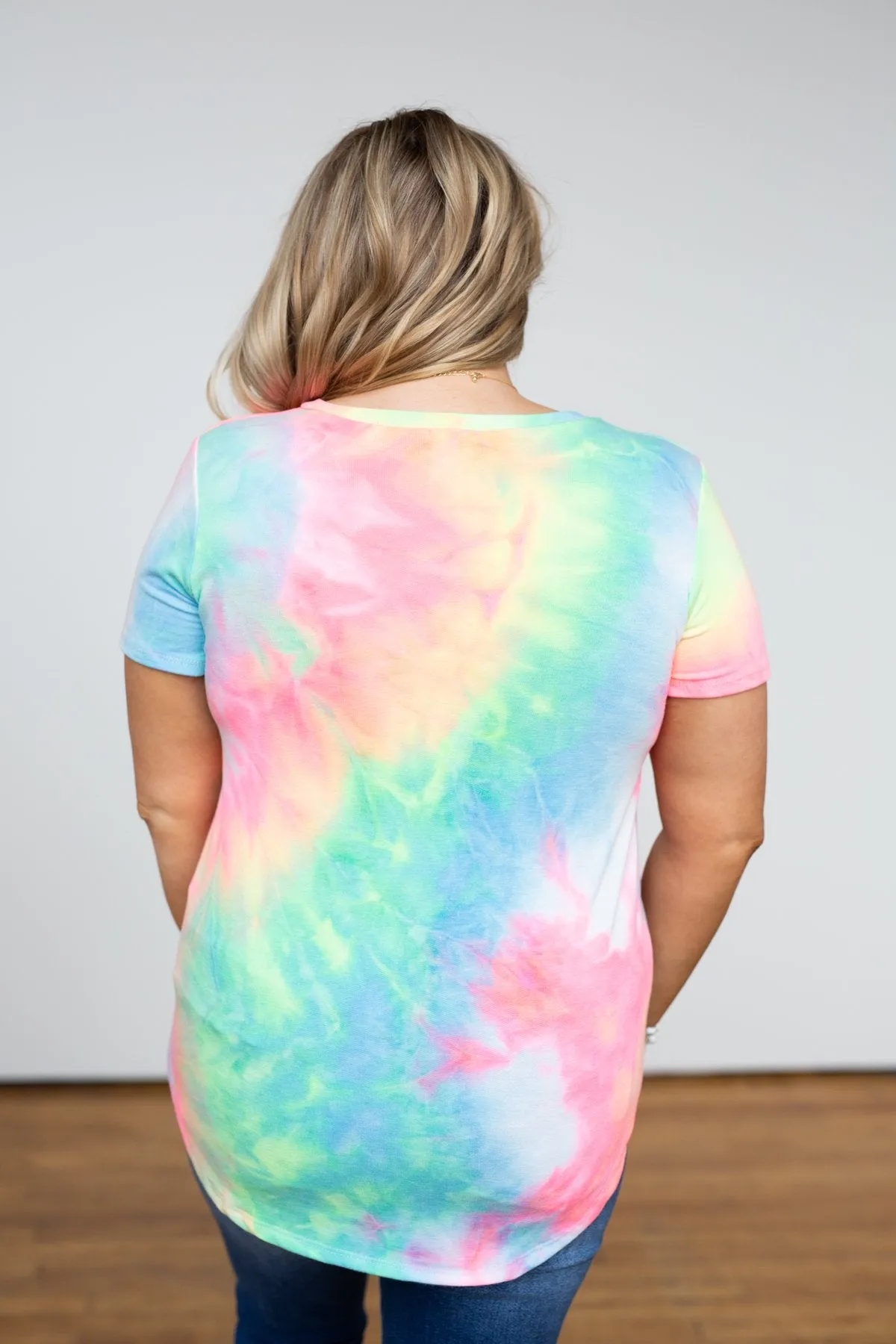 Tie Dye V-Neck Top- Neon