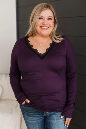 Truly Captivating Lace V-Neck Top- Plum