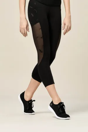 TS55064 - Bloch Yanah Branded Mesh Panelled Womens 3/4 Tight