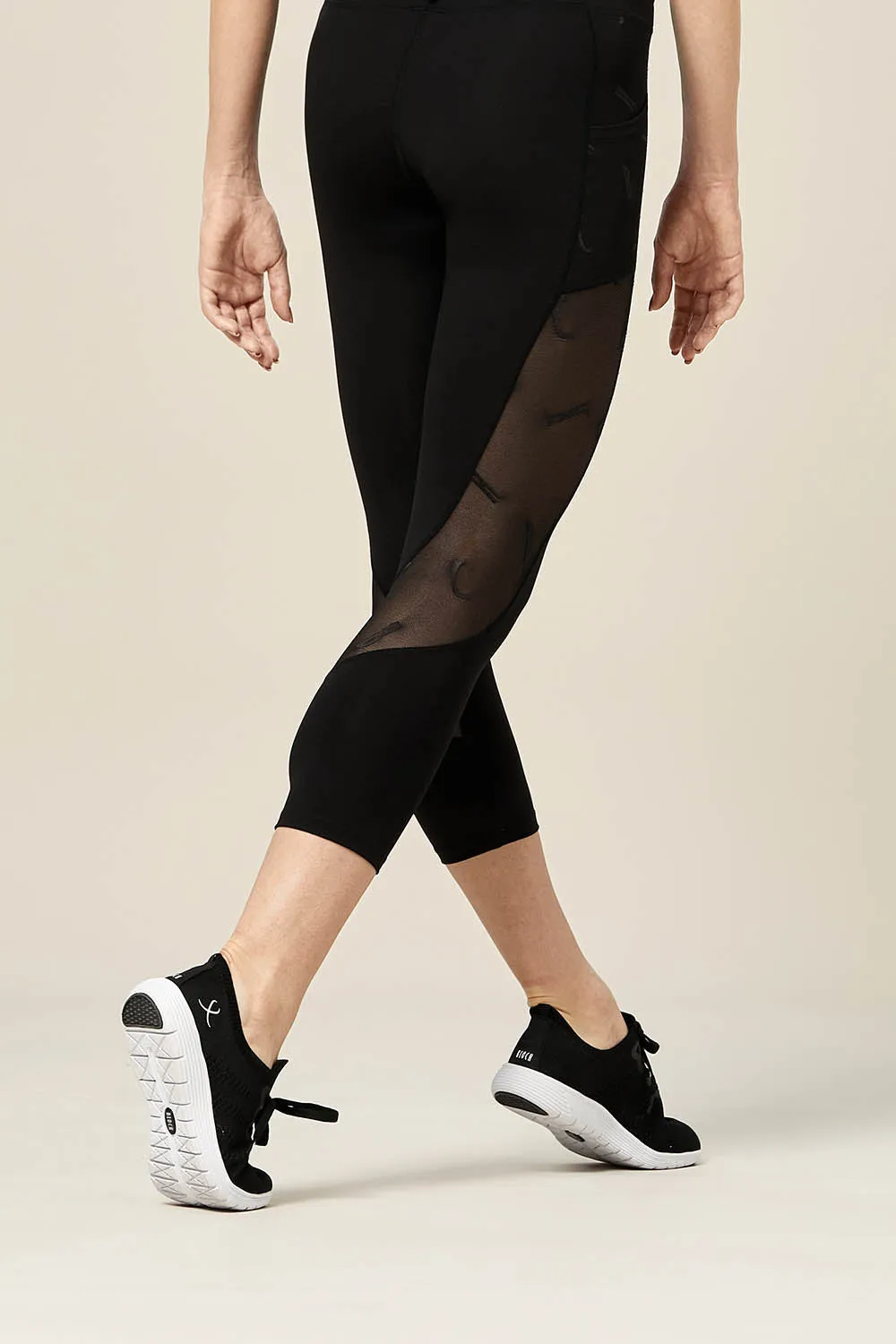 TS55064 - Bloch Yanah Branded Mesh Panelled Womens 3/4 Tight