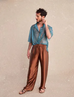 Two Tone Mesh Shirt - Turquoise