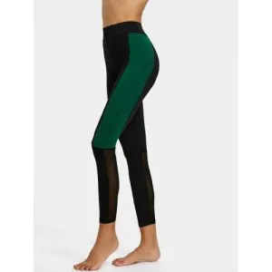 Two Tone Sheer Mesh Panel Leggings - Black L