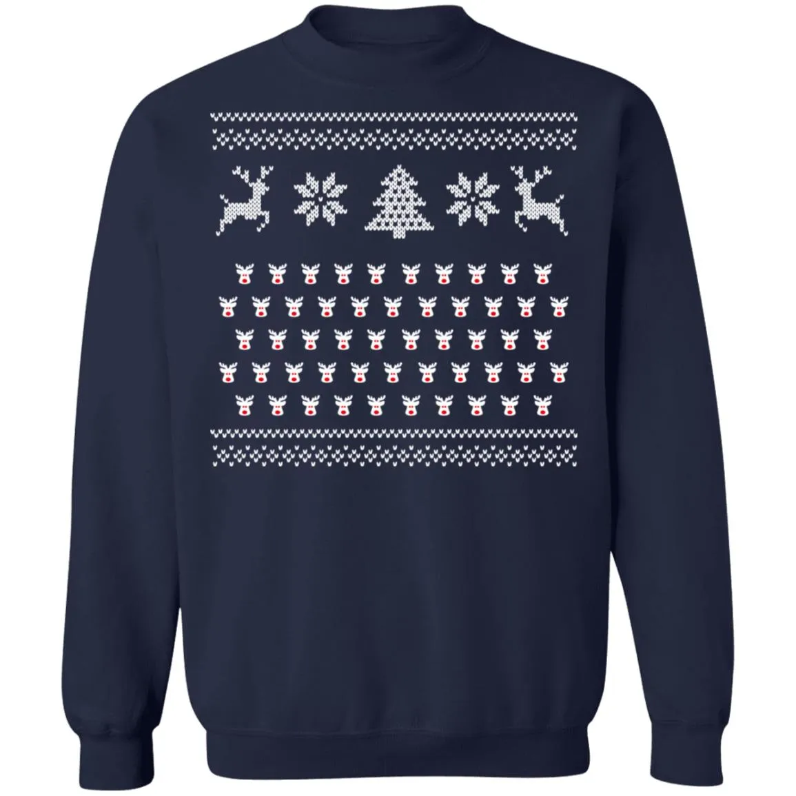 Ugly Christmas Rudolf Pattern Crewneck Pullover Sweatshirt