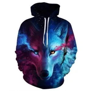 Unisex Star and Wolf Digital 3D Printing Hoodie