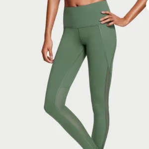 VICTORIA SECRET SPORT Green Knockout Mesh Leggings Size M