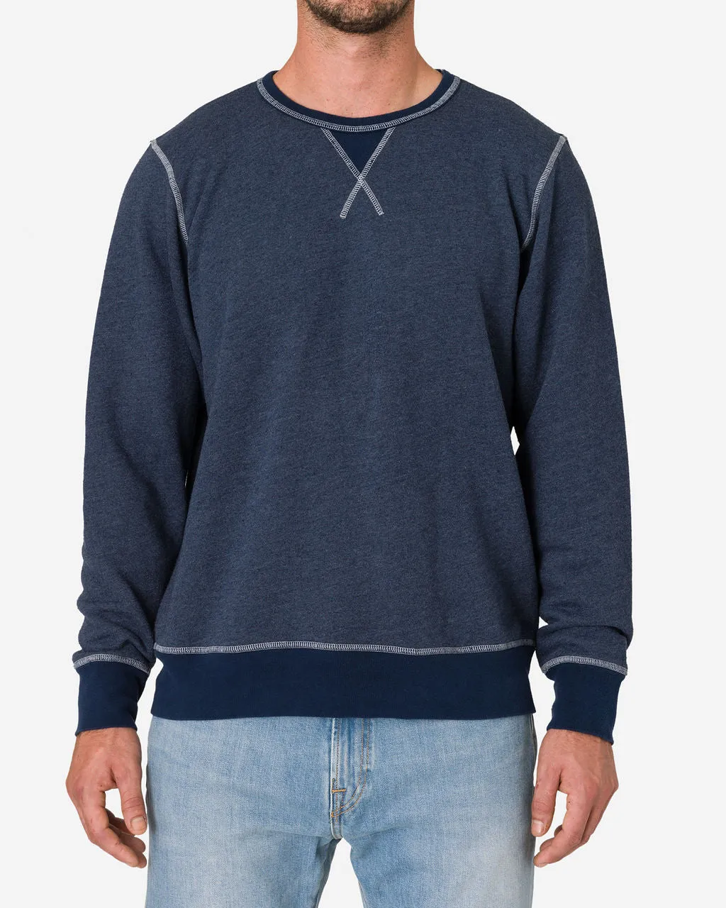 Vintage Crewneck Sweatshirt - Triblend Terry - Navy Heather