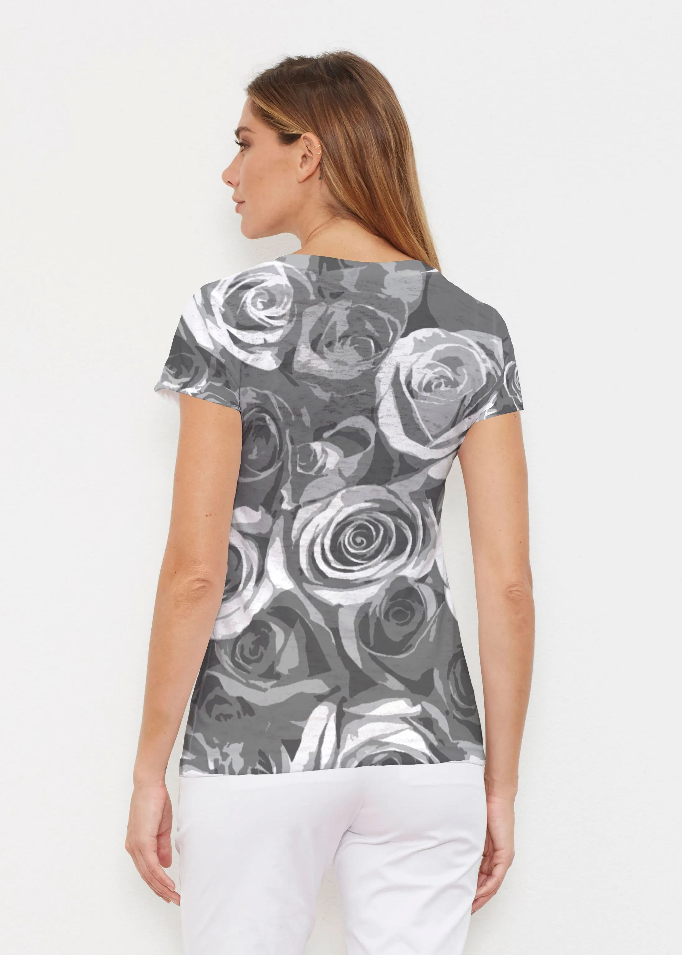 Vintage Rose (5165) ~ Signature Cap Sleeve V-Neck Shirt