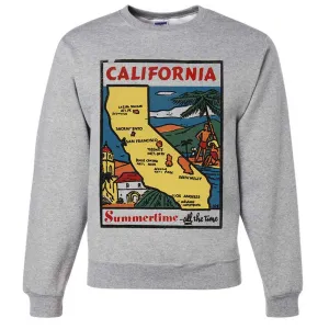 Vintage State Sticker California Crewneck Sweatshirt