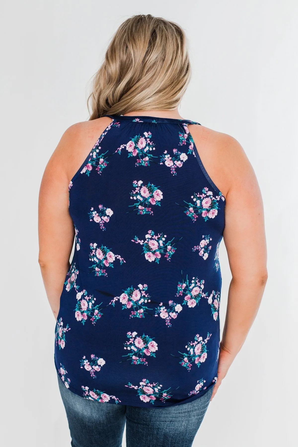 When It Comes To You Floral Tank Top- Navy