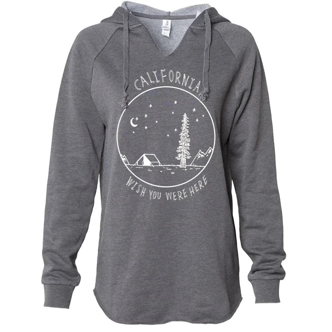 Wish You Were Here White Print Women's Soft Hooded Pullover