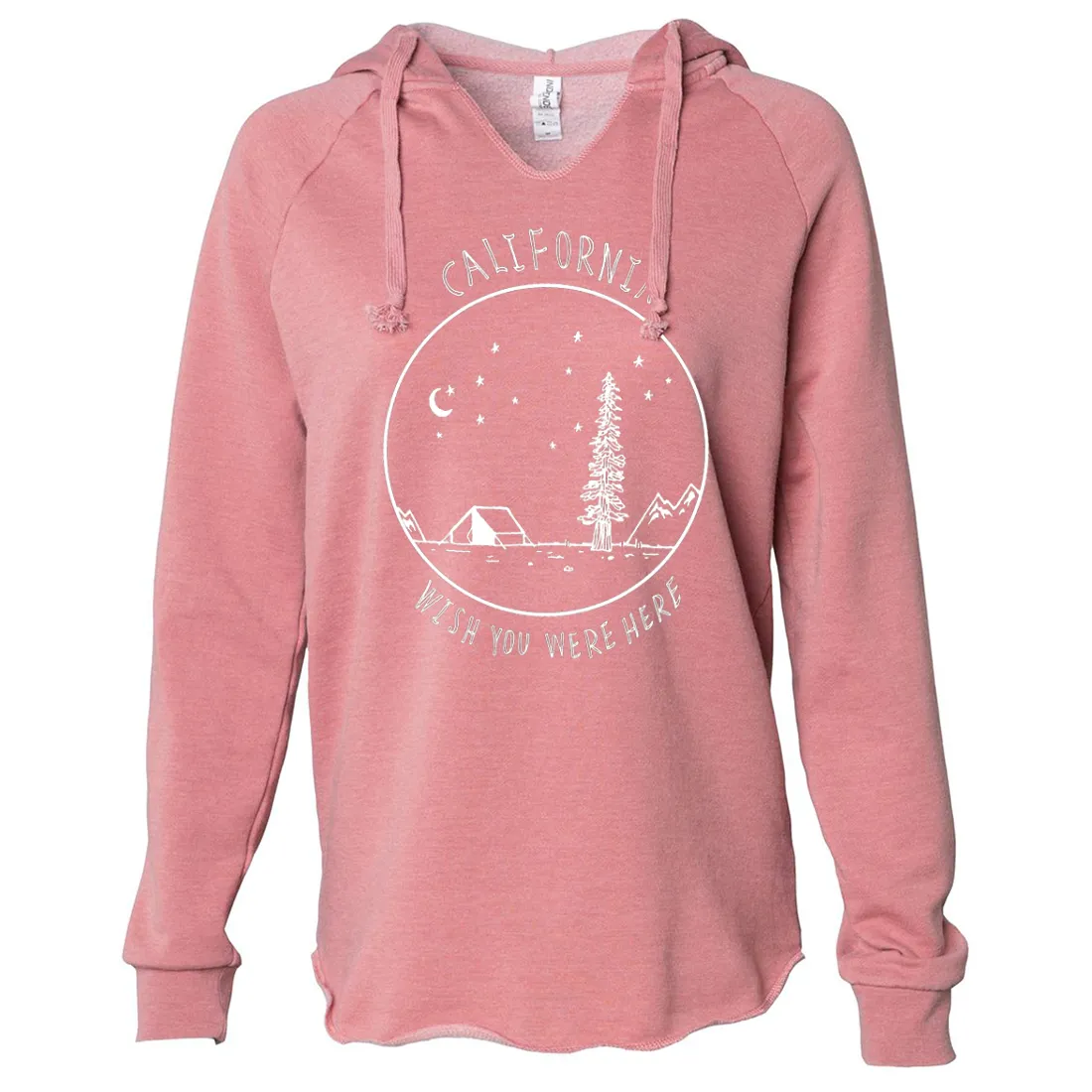 Wish You Were Here White Print Women's Soft Hooded Pullover