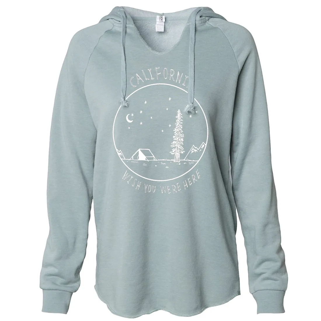 Wish You Were Here White Print Women's Soft Hooded Pullover