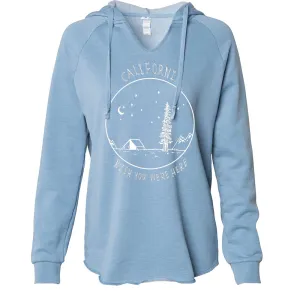 Wish You Were Here White Print Women's Soft Hooded Pullover