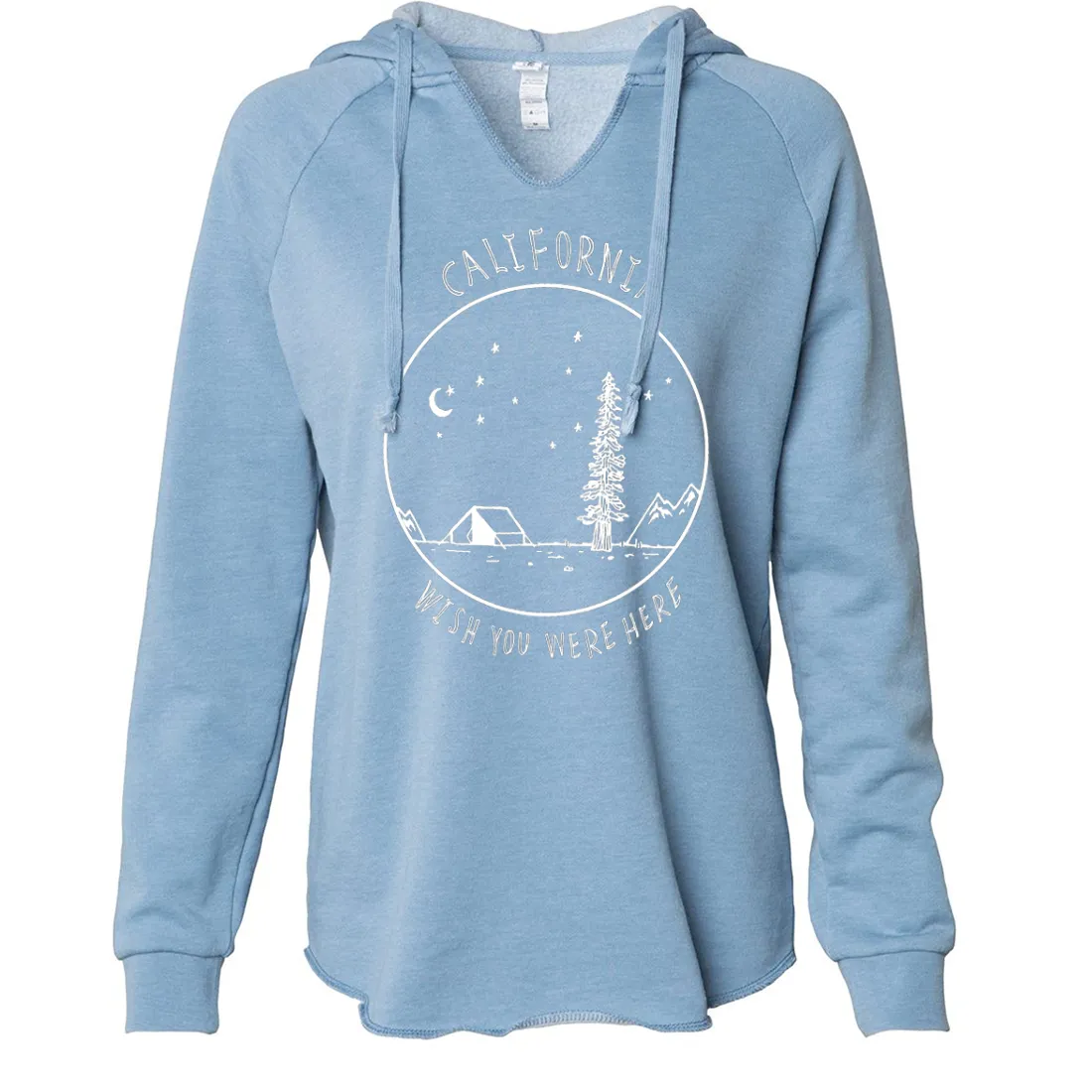 Wish You Were Here White Print Women's Soft Hooded Pullover