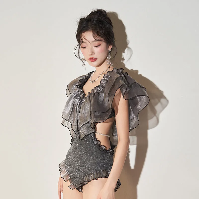 Women's One-Shoulder Ruffles Bikini Swimsuit