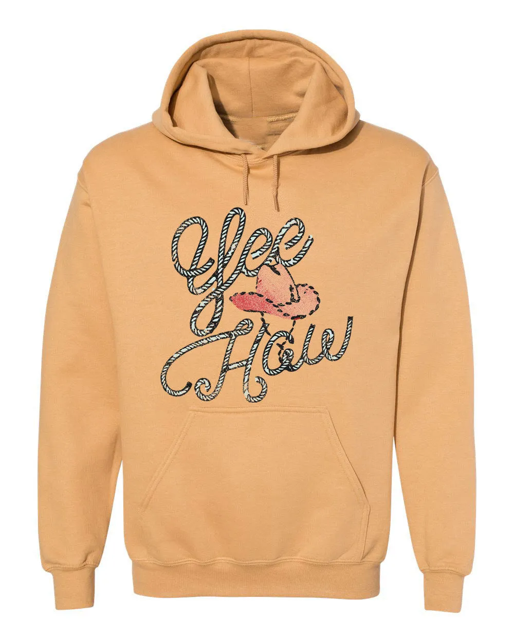 Yee Haw Old Gold Thrifted Hooded Sweatshirt (FINAL SALE)
